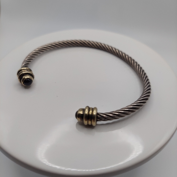 Minimalist SS 925 Cable Cuff Bracelet w/Glass Ends. GC&Current. - Picture 6 of 13